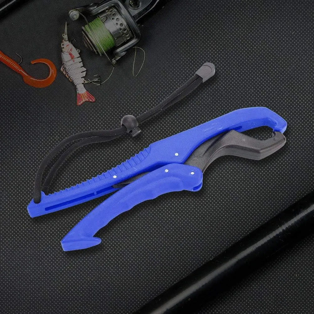 Abrazadera de Pesca Flotante Engranaje ABS Pez Labio Agarre Alicates Pinza de Pescado con Cuerda Ajustable