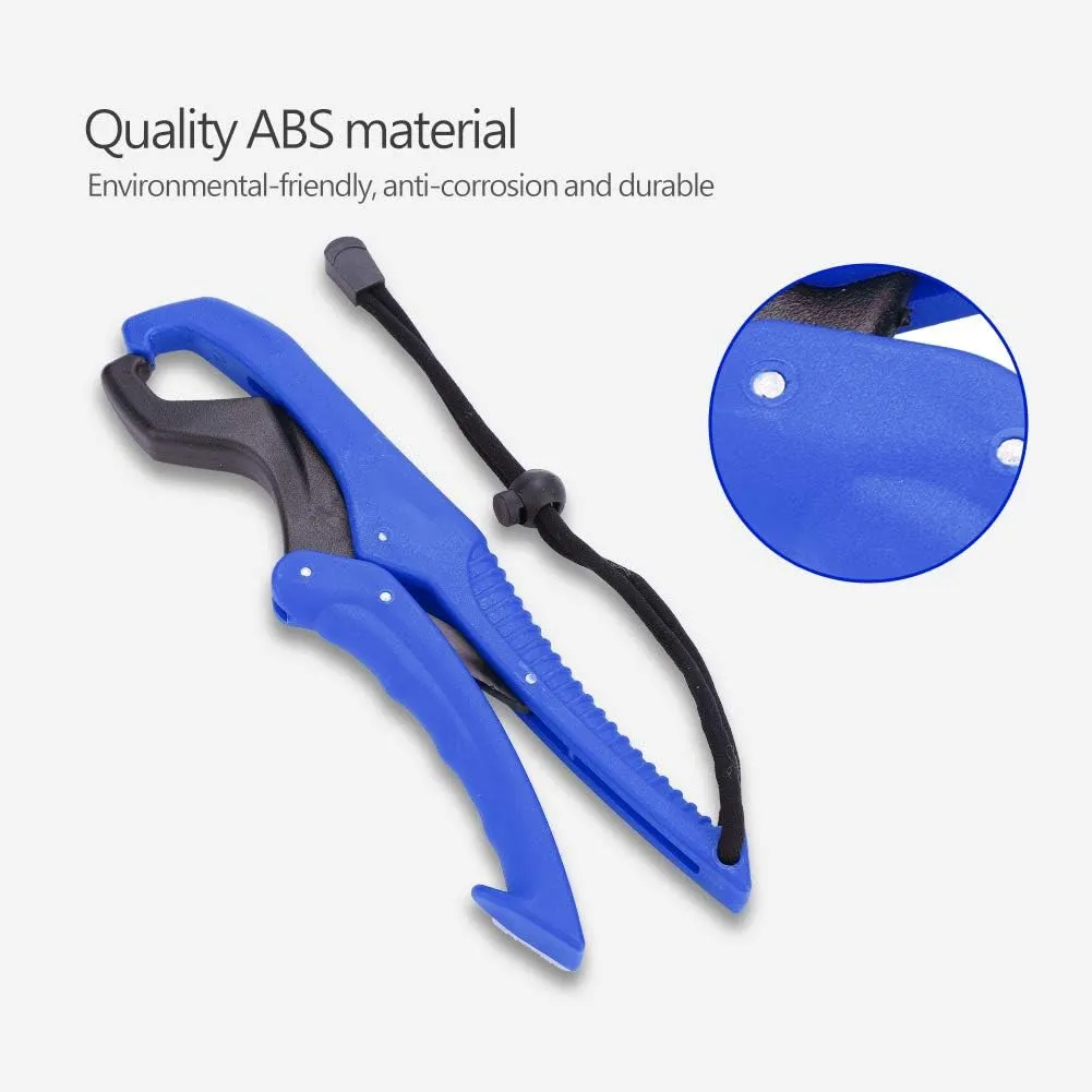 Abrazadera de Pesca Flotante Engranaje ABS Pez Labio Agarre Alicates Pinza de Pescado con Cuerda Ajustable
