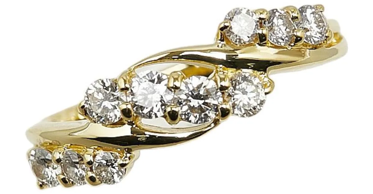 & Other Stories Anillo de oro amarillo K18YG con diamante de 0.5 ct para mujeres en excelente estado Dorado 