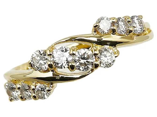 & Other Stories Anillo de oro amarillo K18YG con diamante de 0.5 ct para mujeres en excelente estado Dorado 