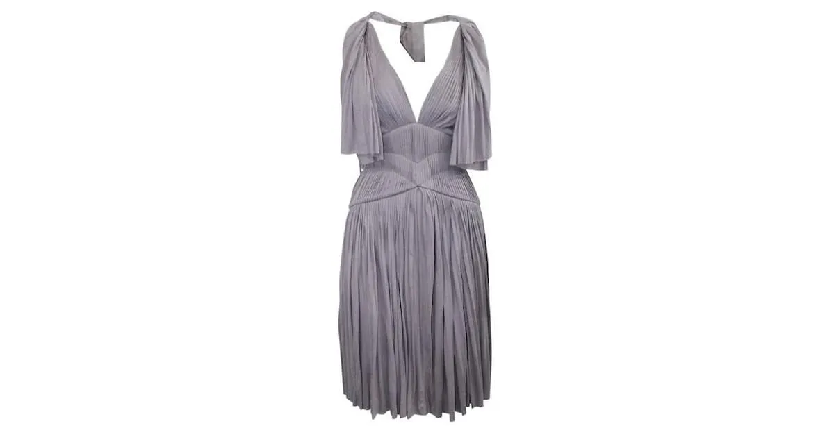 Autre Marque BCBG RUNWAY Vestido de noche plisado con escote en V profundo Rosa 
