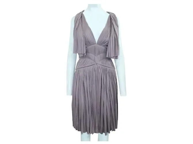 Autre Marque BCBG RUNWAY Vestido de noche plisado con escote en V profundo Rosa 