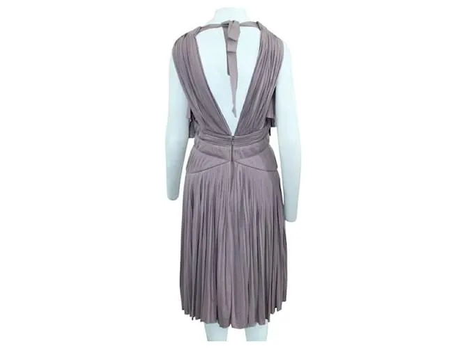 Autre Marque BCBG RUNWAY Vestido de noche plisado con escote en V profundo Rosa 