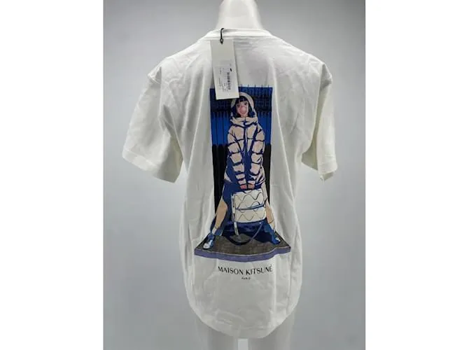 Autre Marque MAISON KITSUNE Tops Camiseta.Algodón S Internacional Blanco 