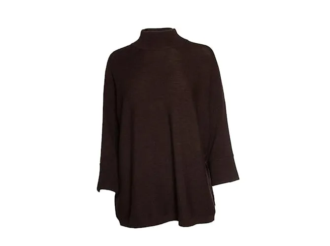 Autre Marque REPEAT, top de cuello alto de punto marrón de manga corta Castaño 
