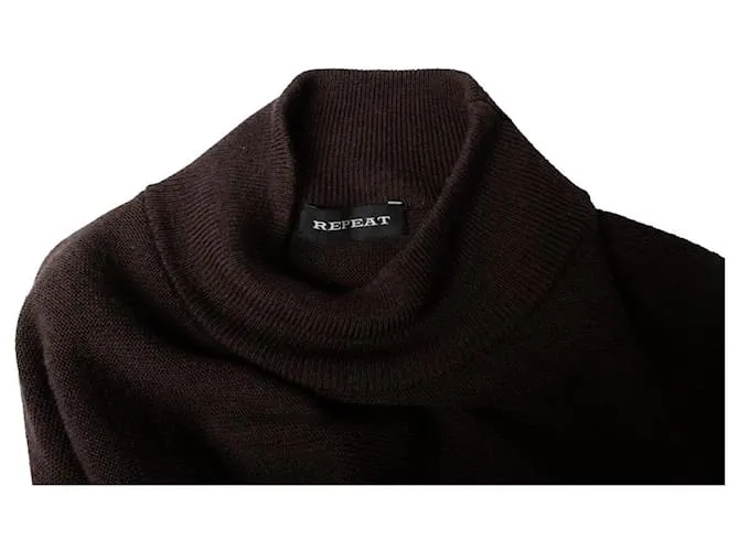 Autre Marque REPEAT, top de cuello alto de punto marrón de manga corta Castaño 