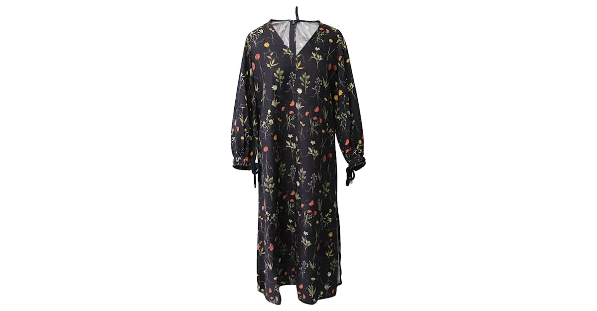 Autre Marque Vestido midi Josie de nácar en sarga de lyocell con estampado floral Negro 