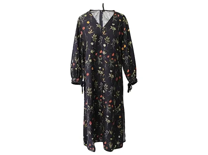 Autre Marque Vestido midi Josie de nácar en sarga de lyocell con estampado floral Negro 