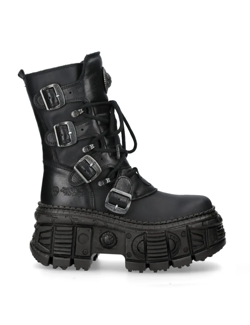 Botas de cuero negras con plataforma nomada negro