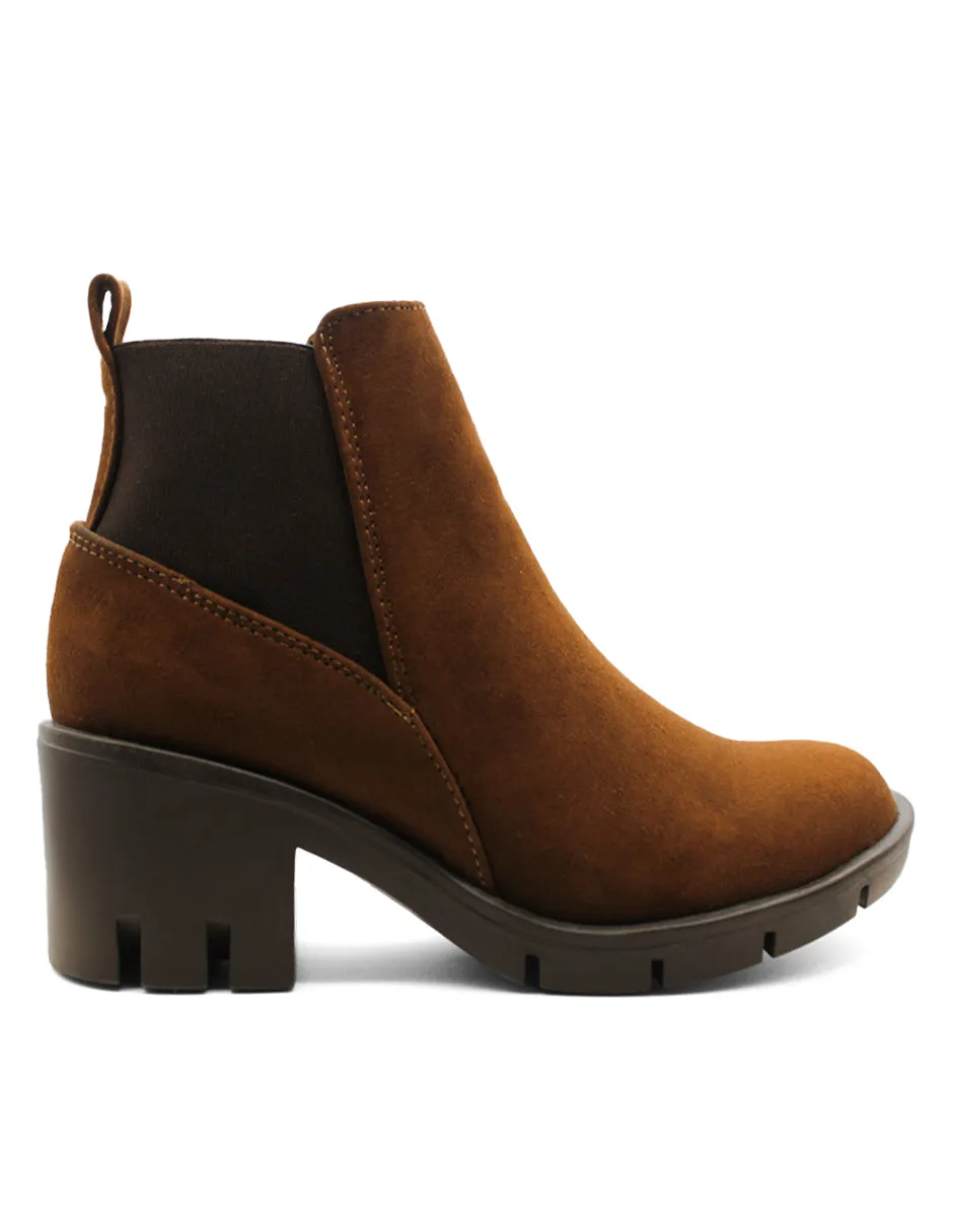 Botín con tacón Exterior Piel sintética Color Café Para Mujer De RBCOLLECTION