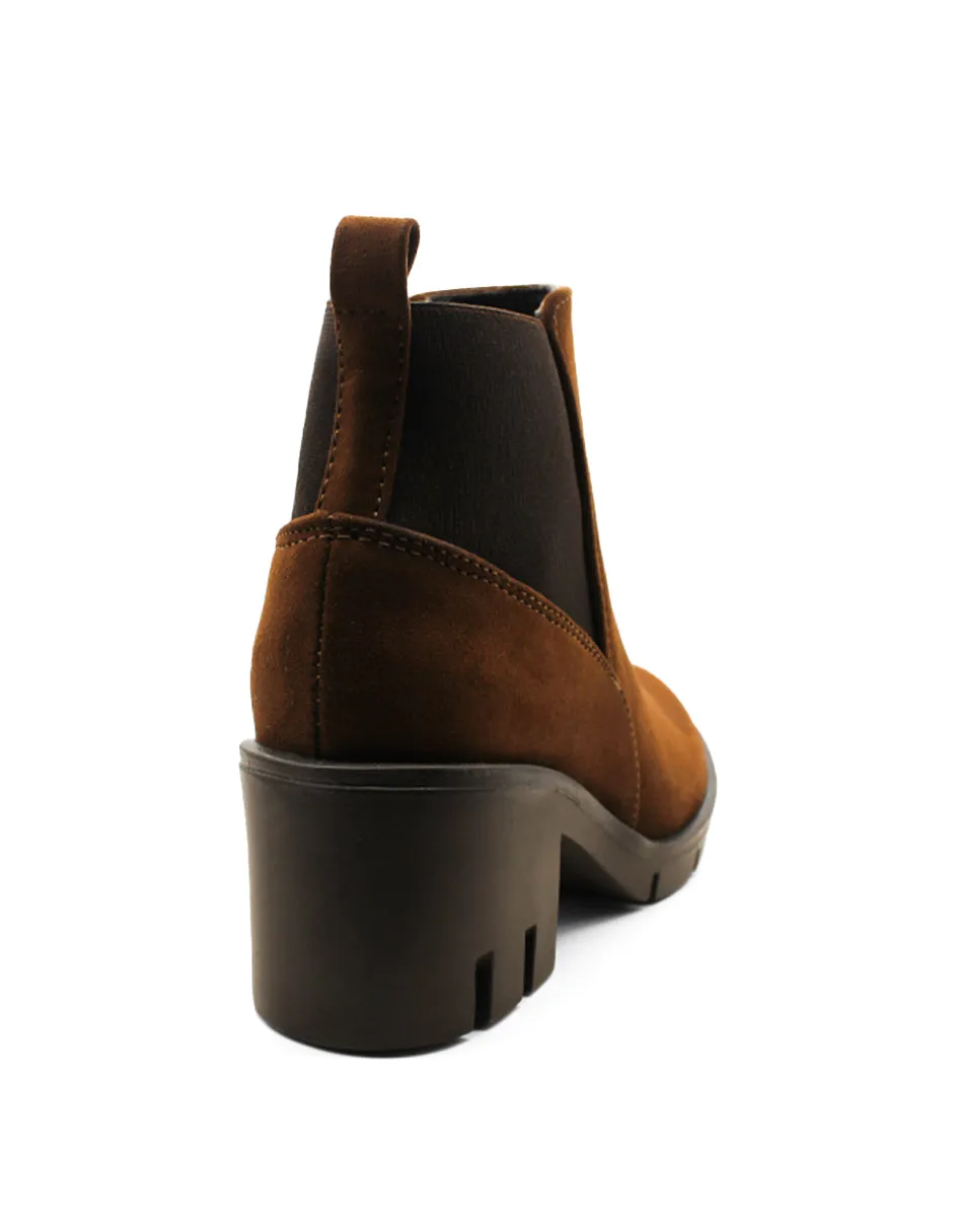 Botín con tacón Exterior Piel sintética Color Café Para Mujer De RBCOLLECTION