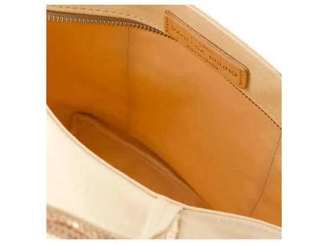 CABAS S SHOPPER BAG  VANESSA BRUNO  ALGODóN  BEIGE CASTAñO 