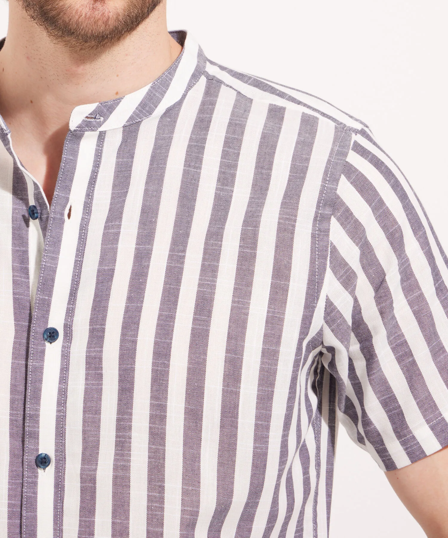 CAMISA CUELLO NERU PRETE&NTILDE;IDA A RAYAS MANGA CORTA
