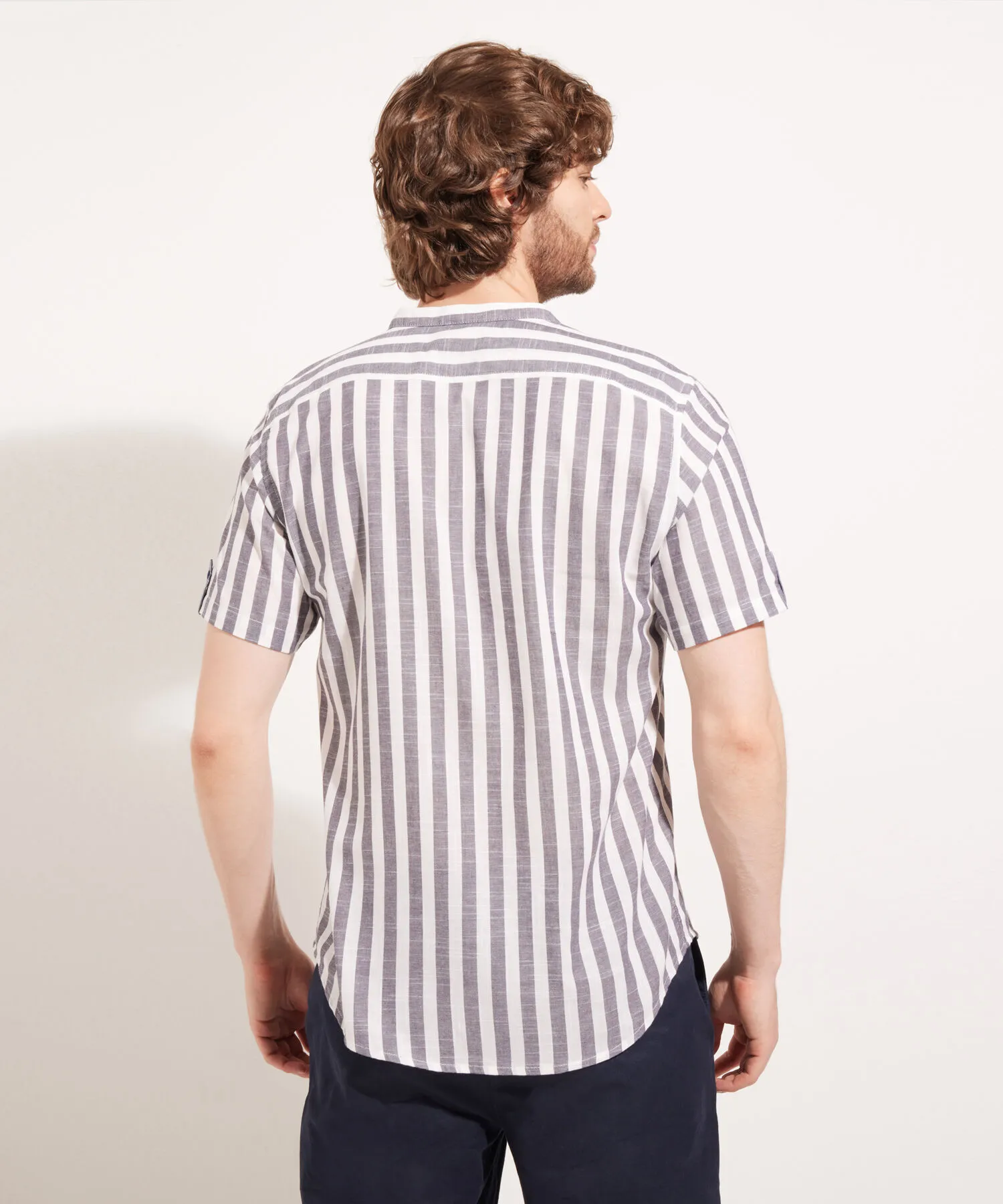 CAMISA CUELLO NERU PRETE&NTILDE;IDA A RAYAS MANGA CORTA