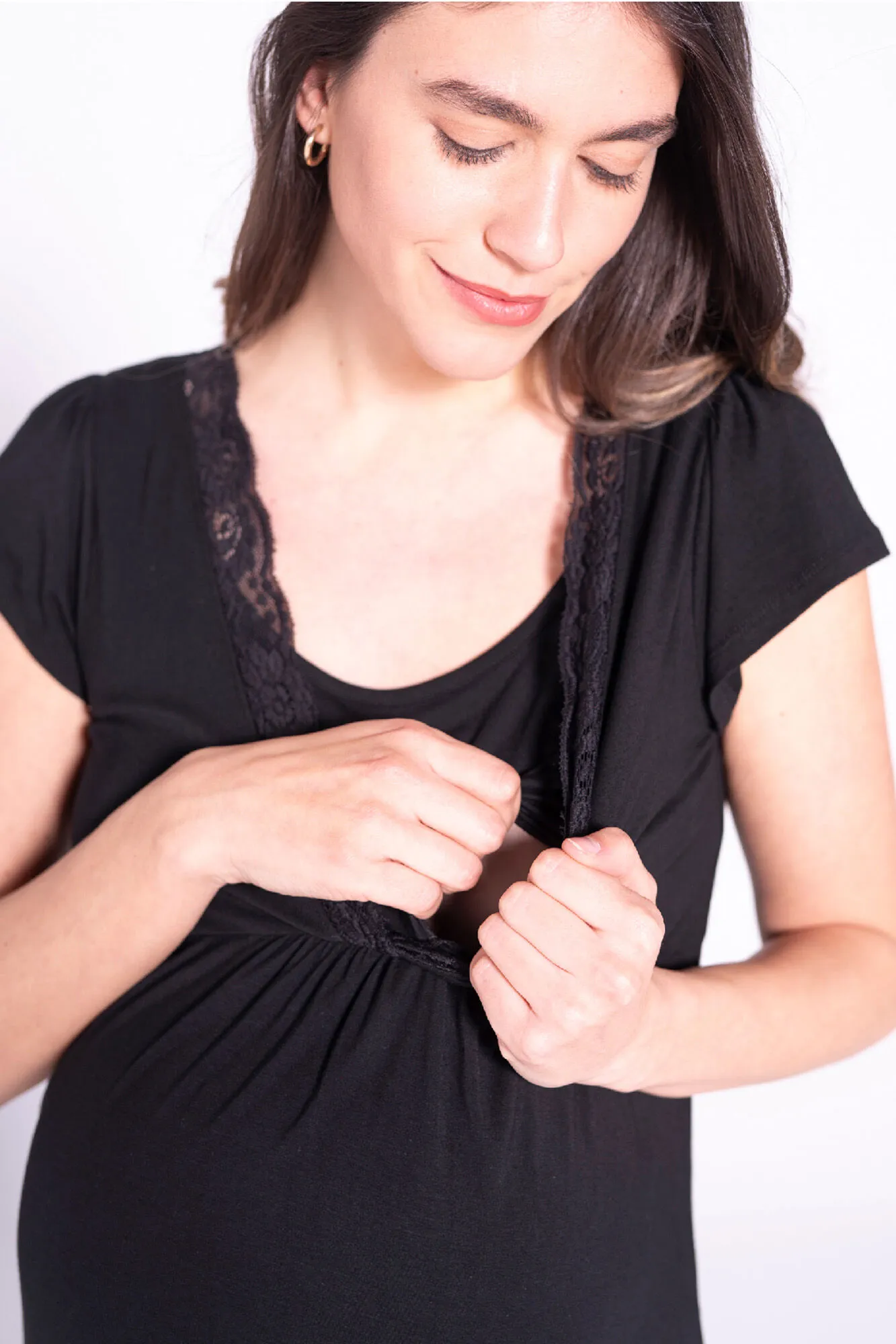 Camisón de lactancia con manga corta