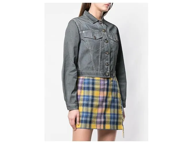 Chaqueta de denim gris Versace 