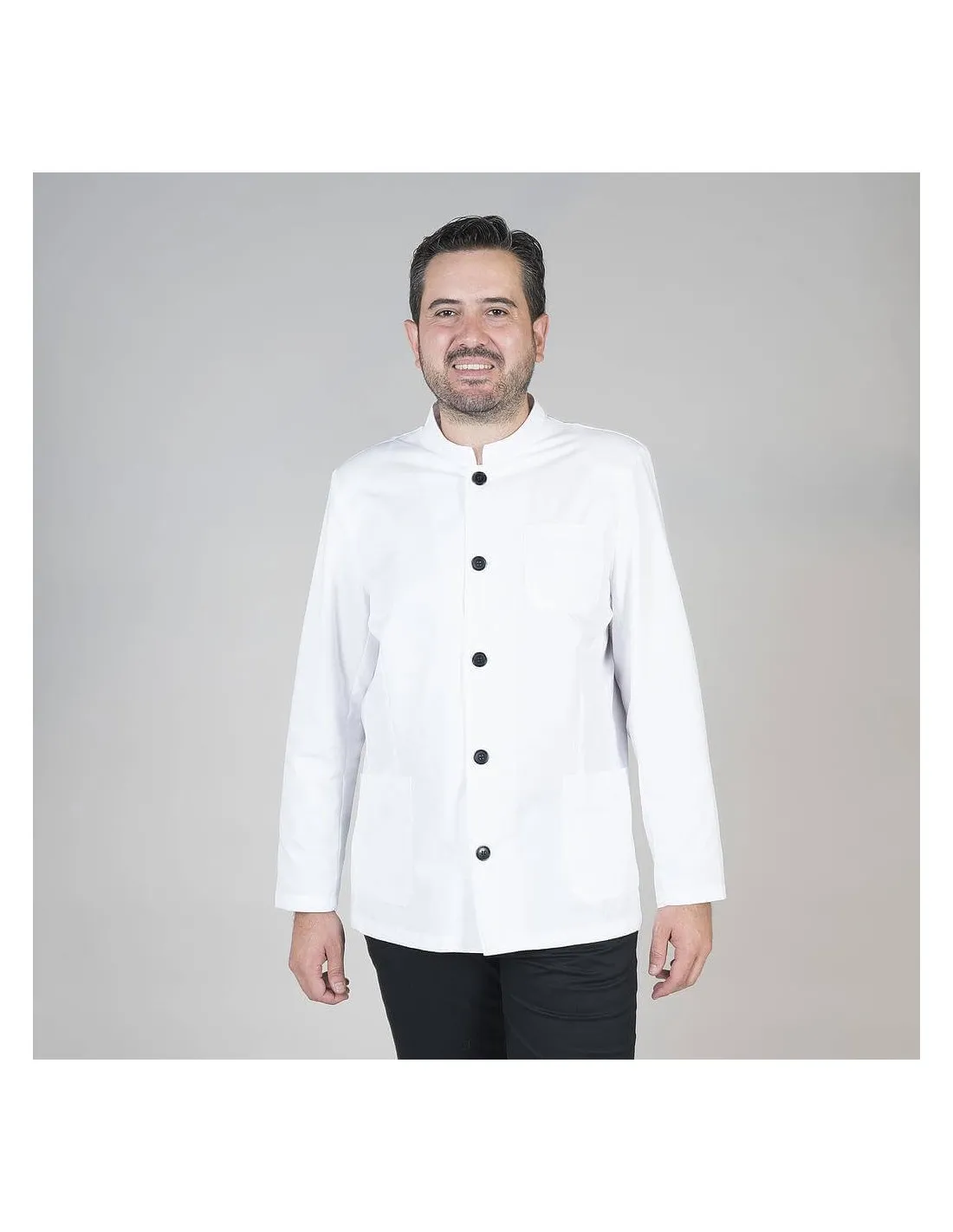 Chaqueta hombre cuello mao blanca
