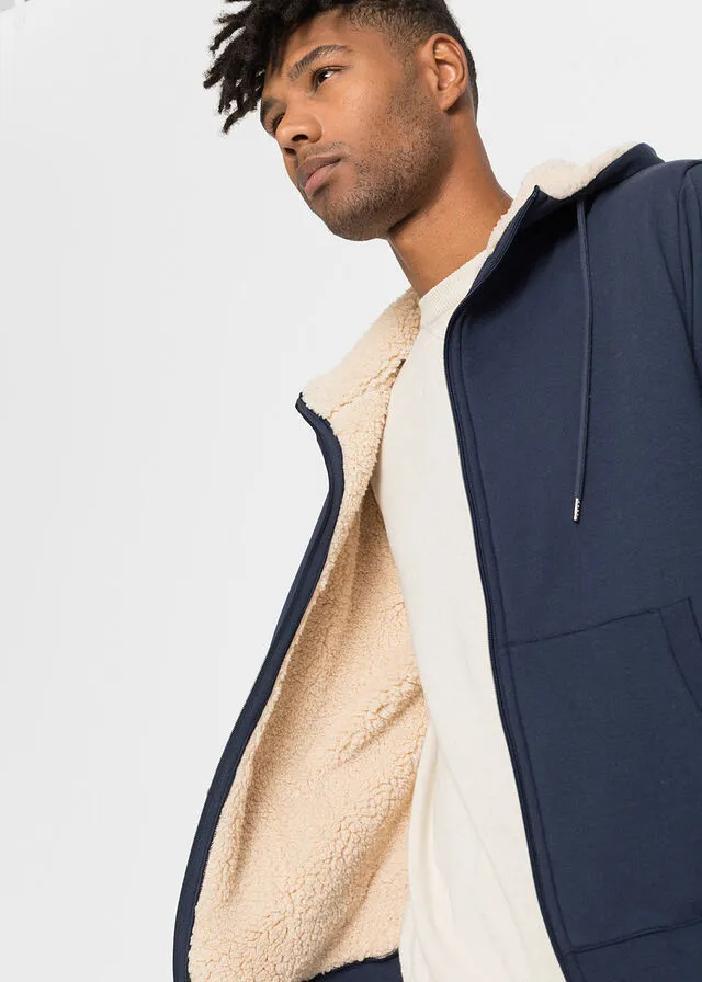 Chaqueta térmica de chándal con capucha y forro polar Azul marino
