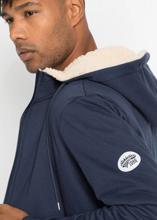 Chaqueta térmica de chándal con capucha y forro polar Azul marino