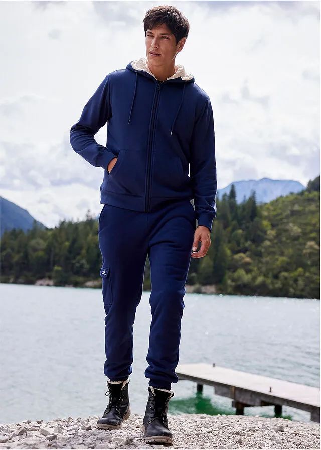 Chaqueta térmica de chándal con capucha y forro polar Azul marino