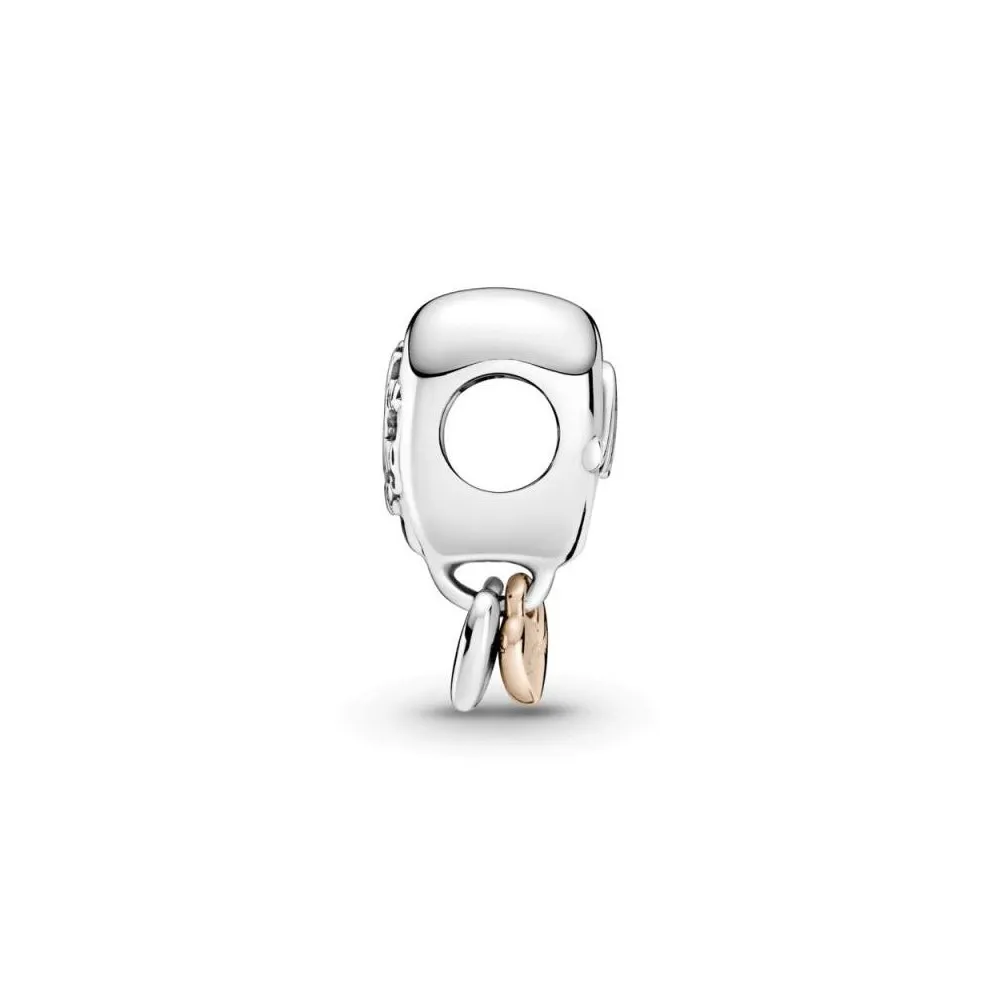 Charm Pandora de plata de Mamá y corazón rose
