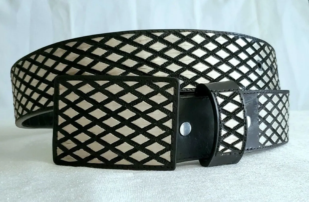 CINTO DE HILO DE PLATA ORIGINAL PARA HOMBRE CON ROMBOS WD1913
