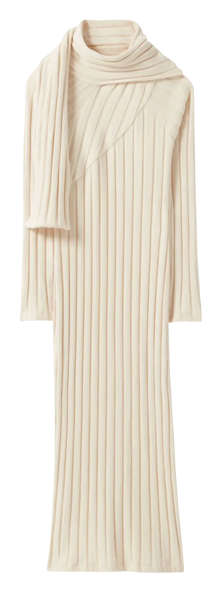 CLAUDIE PIERLOT Vestido largo de punto con bufanda en blanco