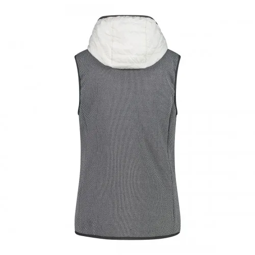 CMP Woman Vest Hybrid Fix Hood Bianco Gesso