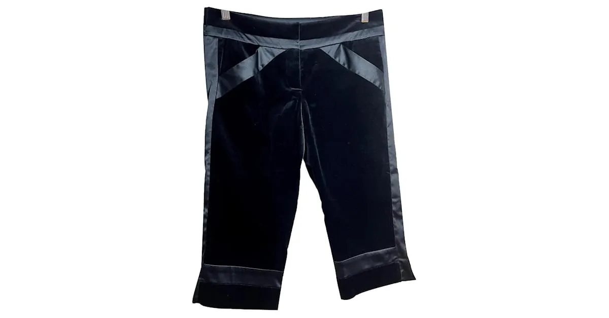 Diane Von Furstenberg DvF Louis pantalones capri de terciopelo, Nuestro tamaño 6 Negro 