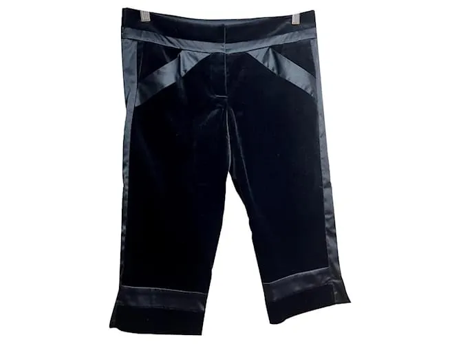 Diane Von Furstenberg DvF Louis pantalones capri de terciopelo, Nuestro tamaño 6 Negro 