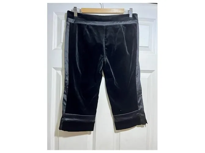 Diane Von Furstenberg DvF Louis pantalones capri de terciopelo, Nuestro tamaño 6 Negro 