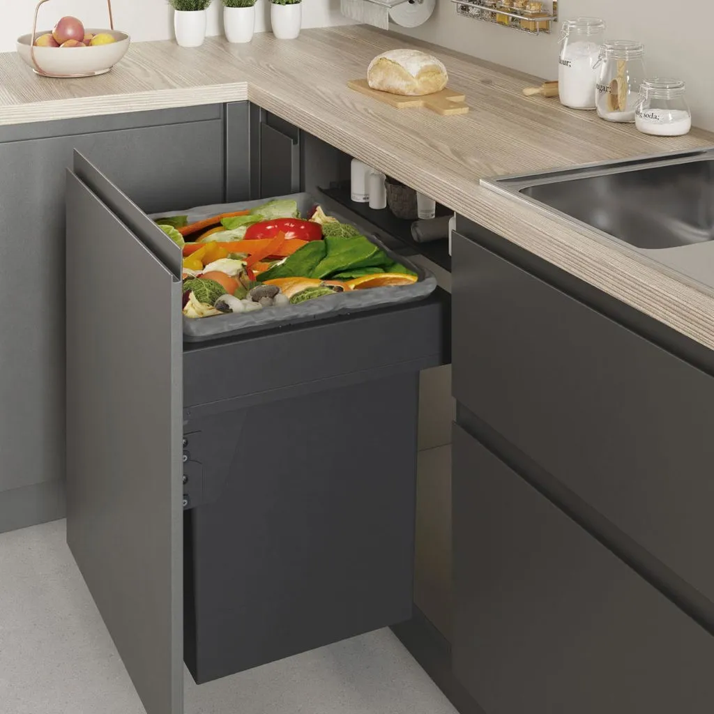 ECOLÓGICO – Cubo basura 1 compartimento, tapa automática, extracción total y cierre amortiguado