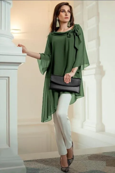 Elegante túnica semitransparente Ginette, oliva