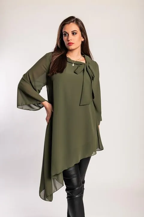 Elegante túnica semitransparente Ginette, oliva