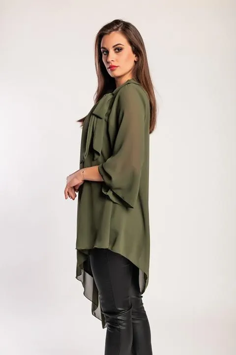 Elegante túnica semitransparente Ginette, oliva