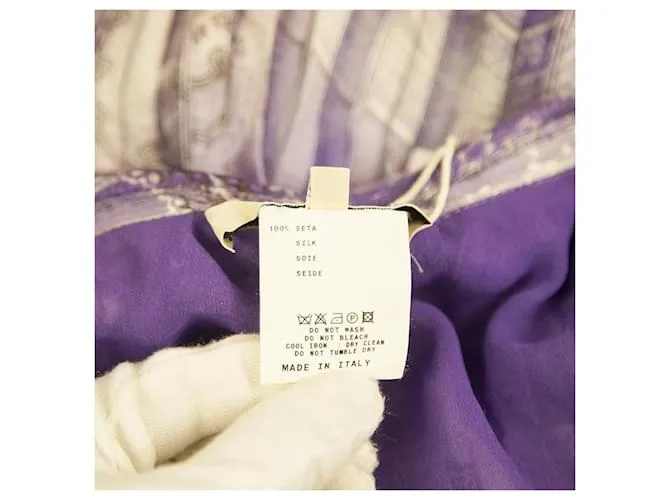 Etro púrpura 100% Falda midi hasta la rodilla con cordón plisado de seda 40 