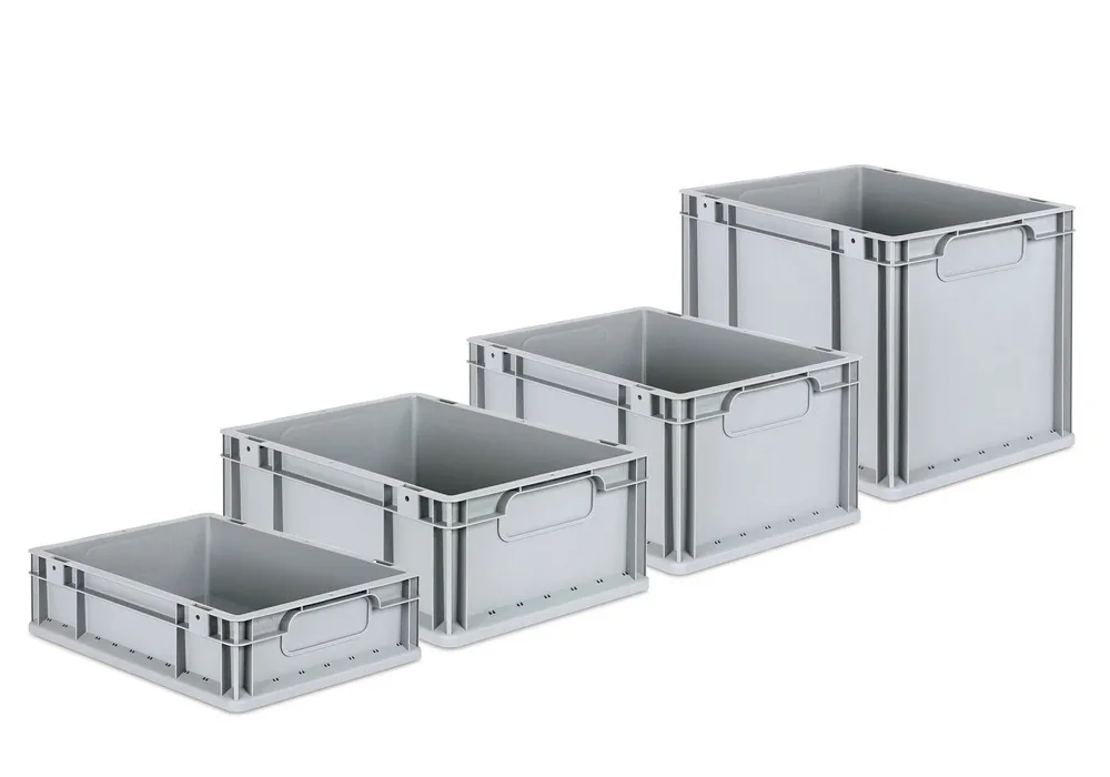 EUROCONTENEDOR APILABLE CLASSICLINE B, TIRADOR GRIS, PP, 400 X 300 X 220 MM, PACK = 8 UDS.