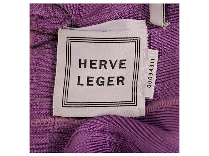 Herve Leger púrpura vendaje Bodycon sin mangas Mini longitud vestido talla M 