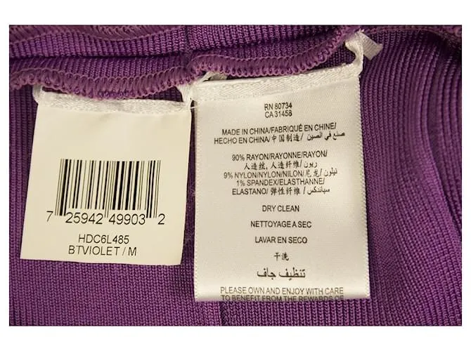 Herve Leger púrpura vendaje Bodycon sin mangas Mini longitud vestido talla M 