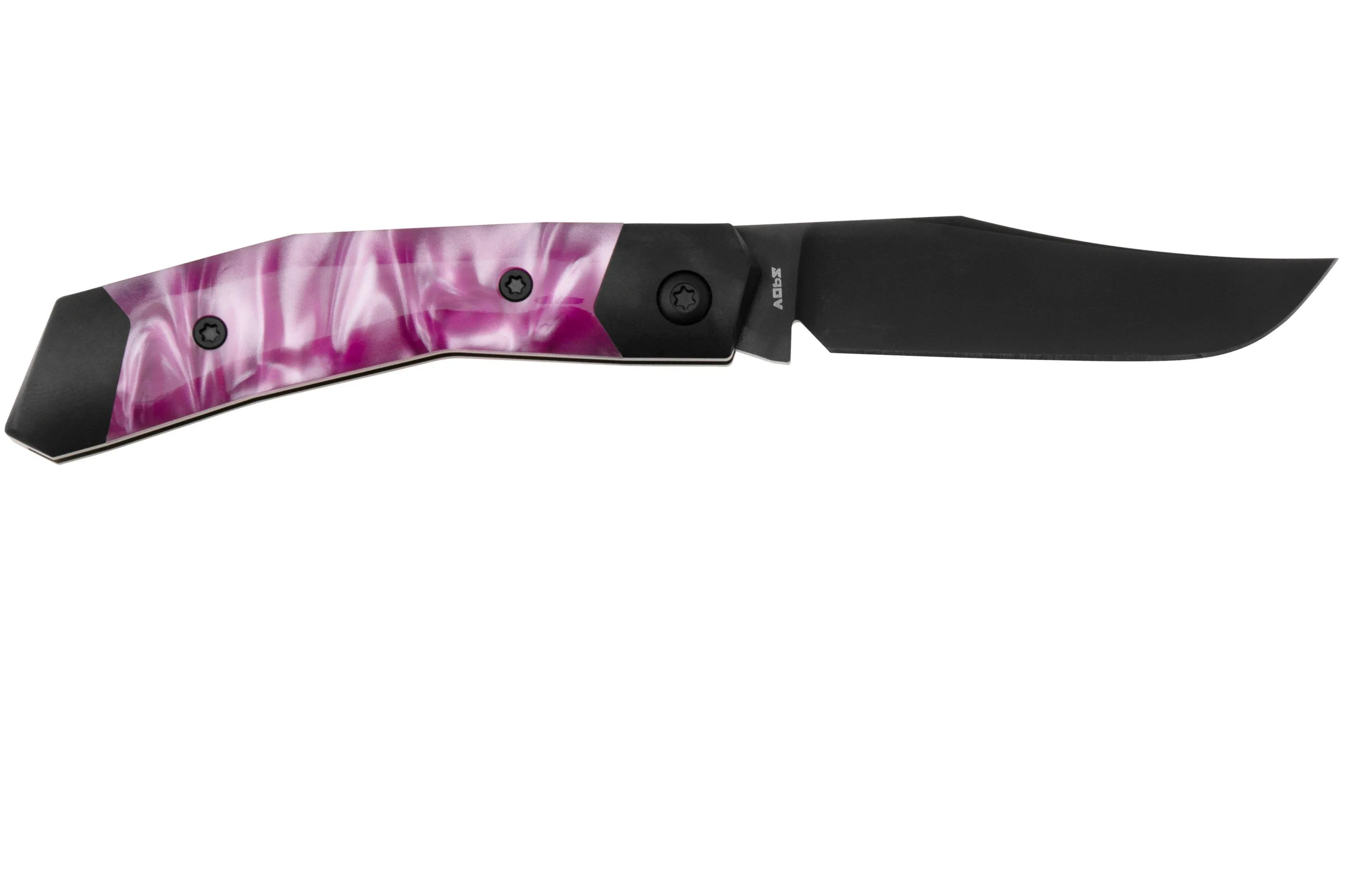JACK WOLF MINI CYBORG MCYBORG023PNK KIRINITE COSMIC PINK, BLACK DLC, NAVAJA SLIPJOINT