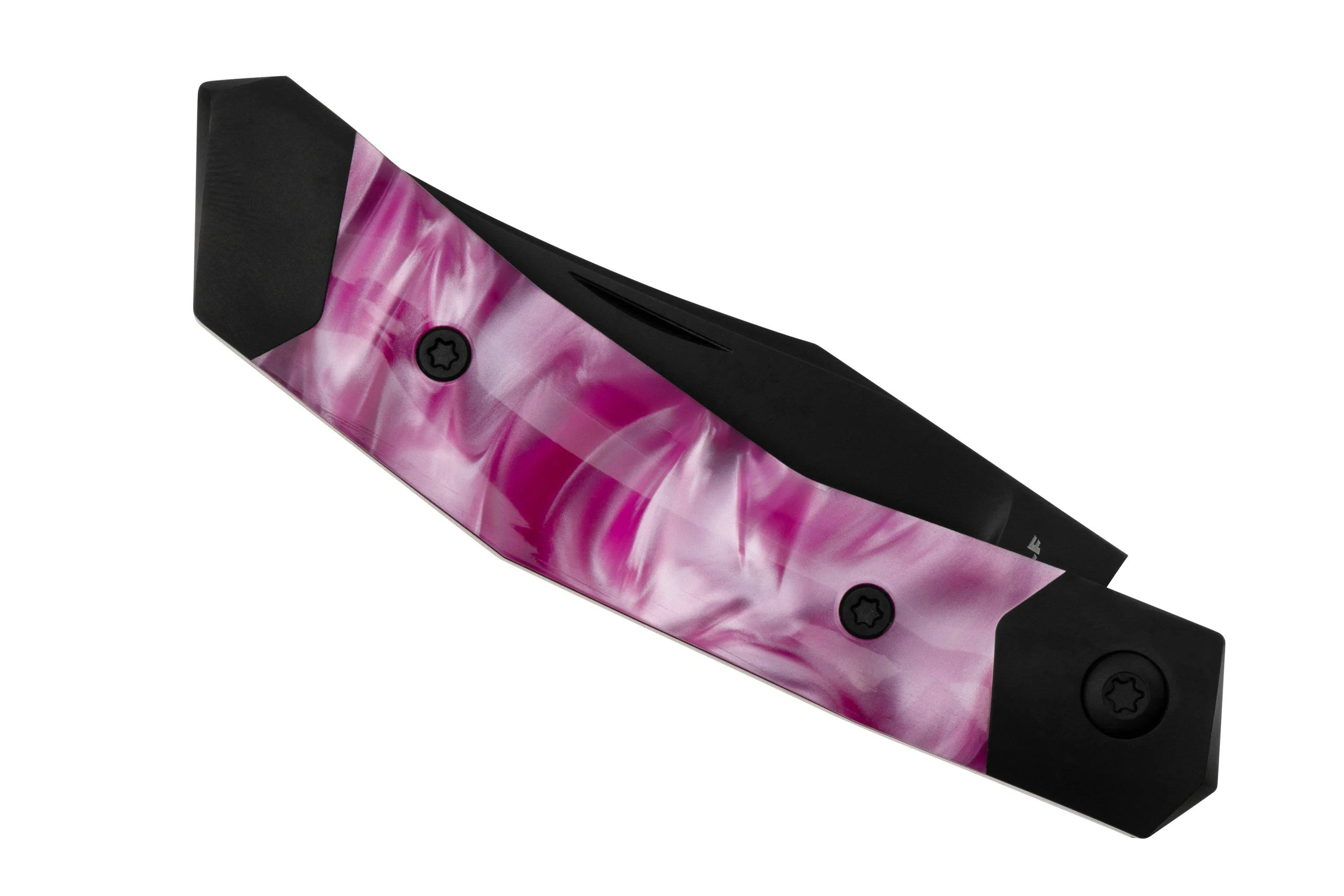 JACK WOLF MINI CYBORG MCYBORG023PNK KIRINITE COSMIC PINK, BLACK DLC, NAVAJA SLIPJOINT