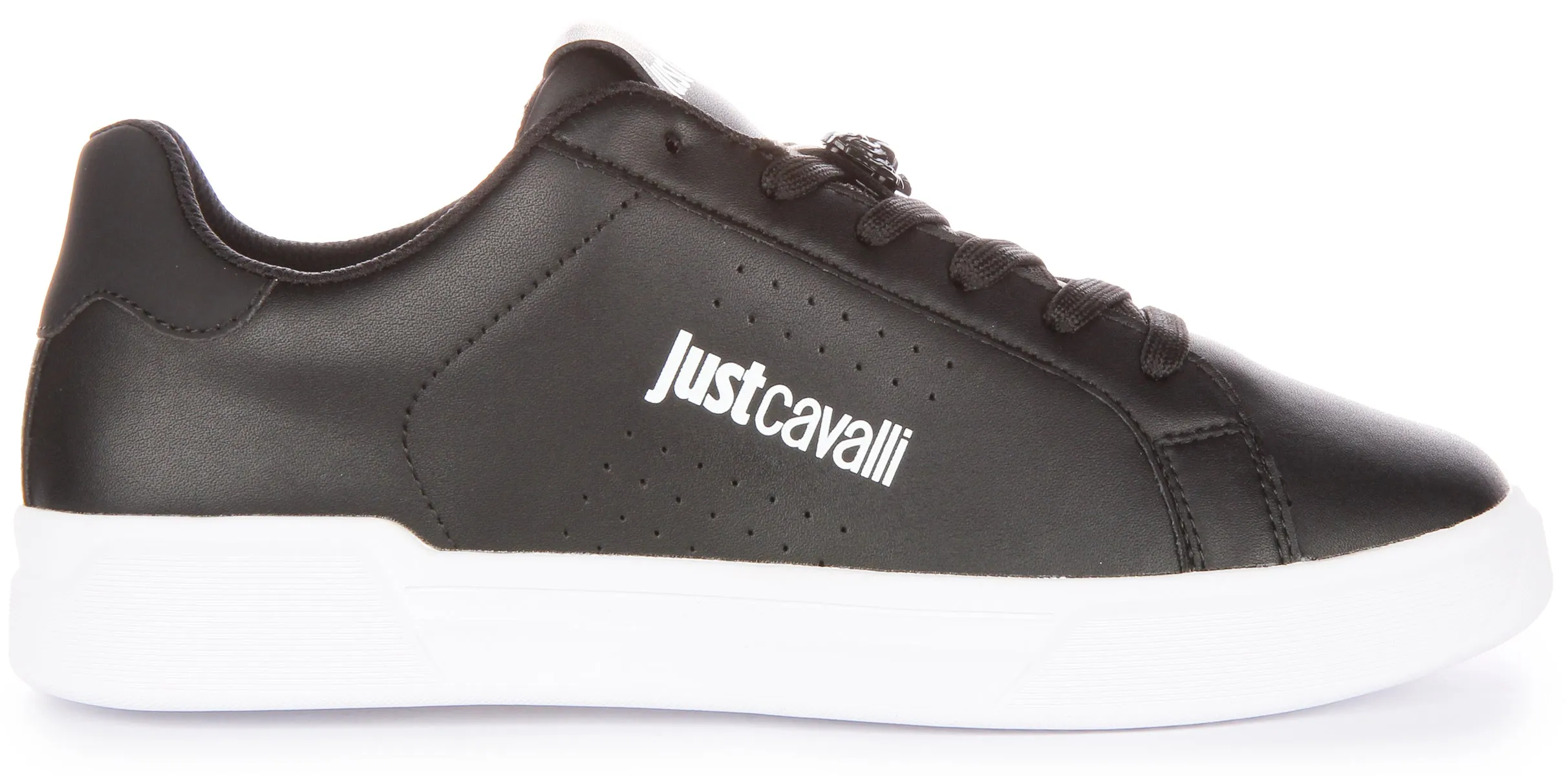 Just Cavalli Fondo Zapatillas con cordones de piel sintética para hombre en blanco