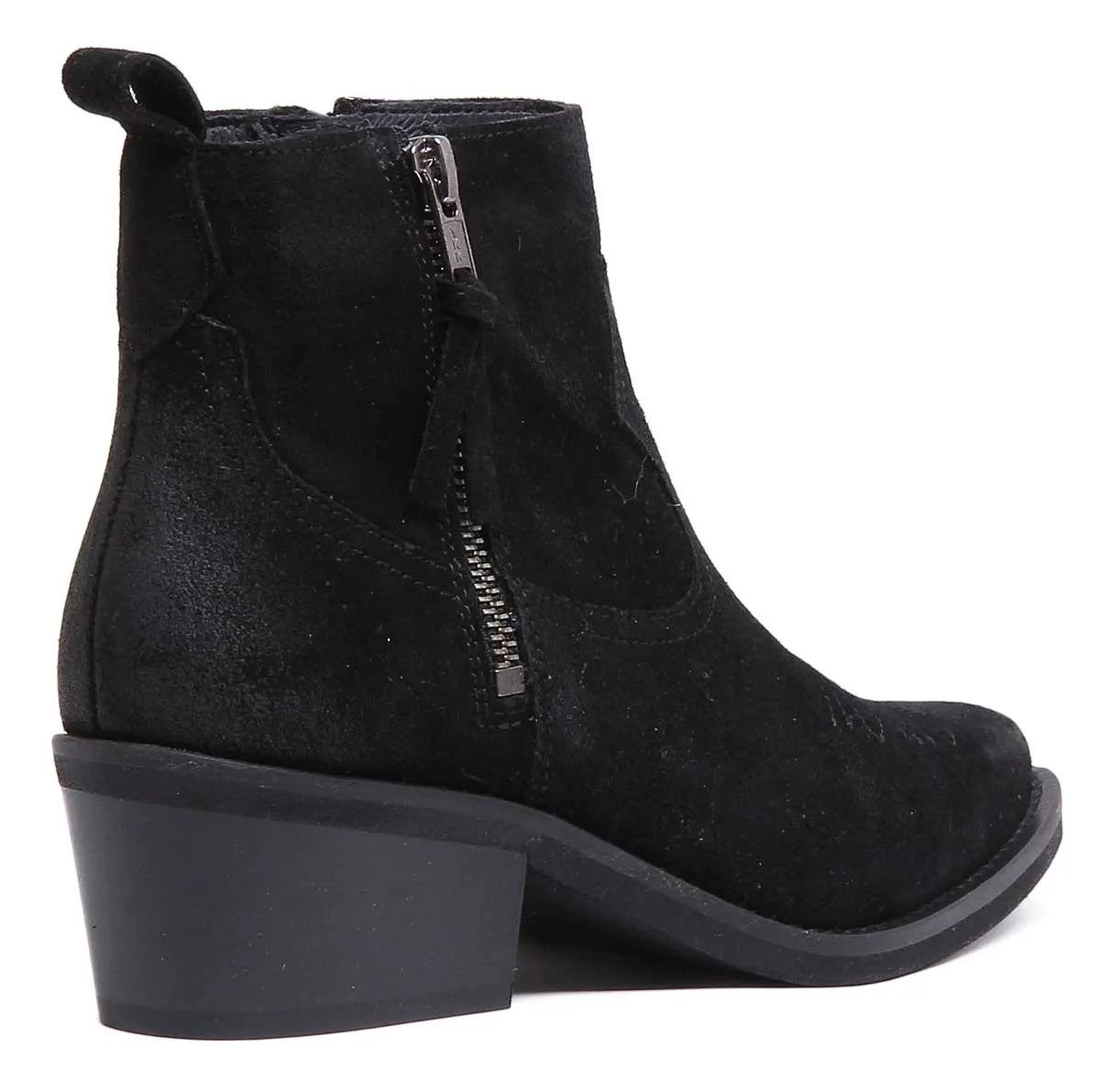 JUSTINREESS Cassidy Bota corta de cuero de ante para mujer en bronceado