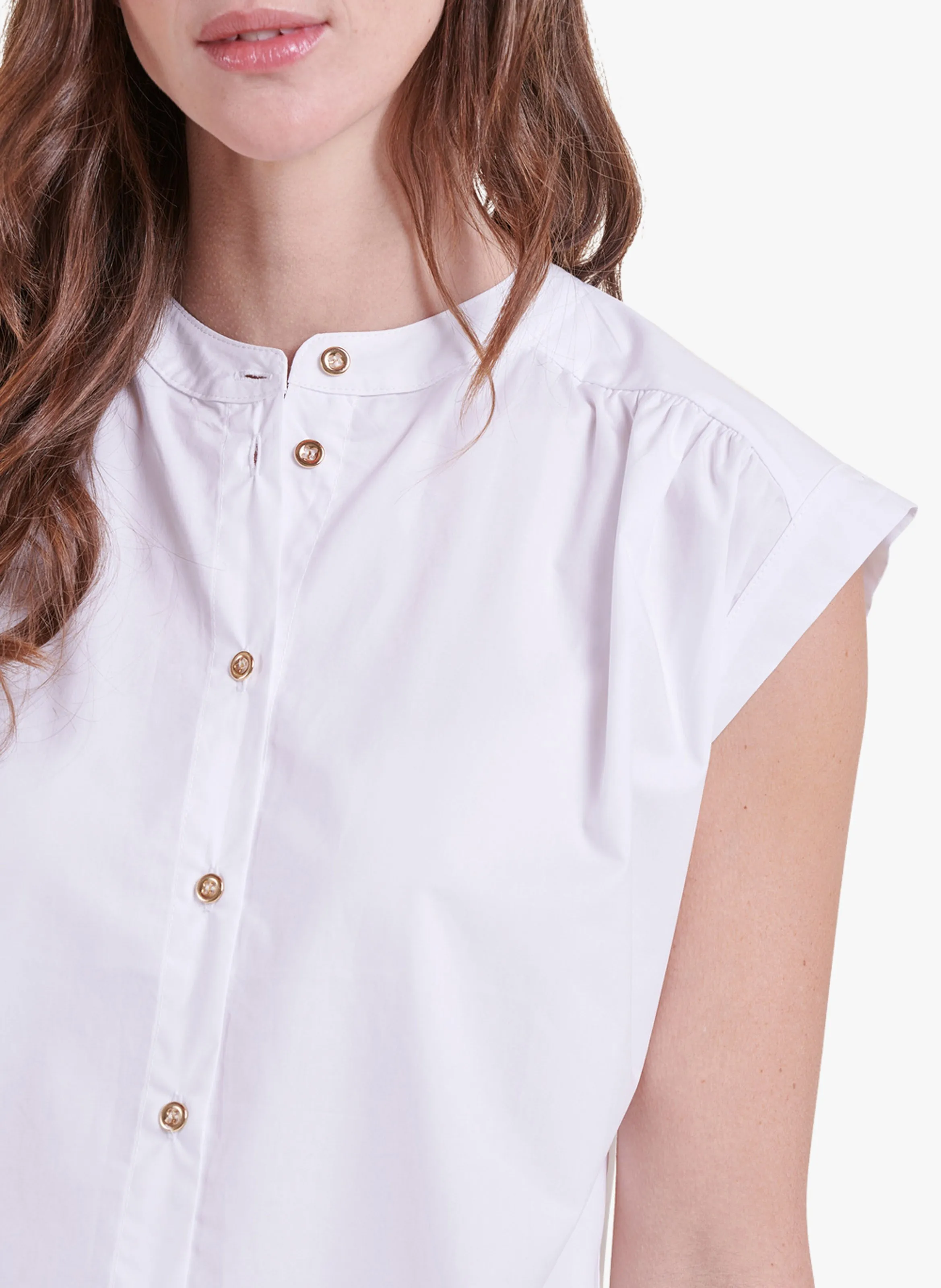 LA FEE MARABOUTEE Camisa recta de algodón en blanco