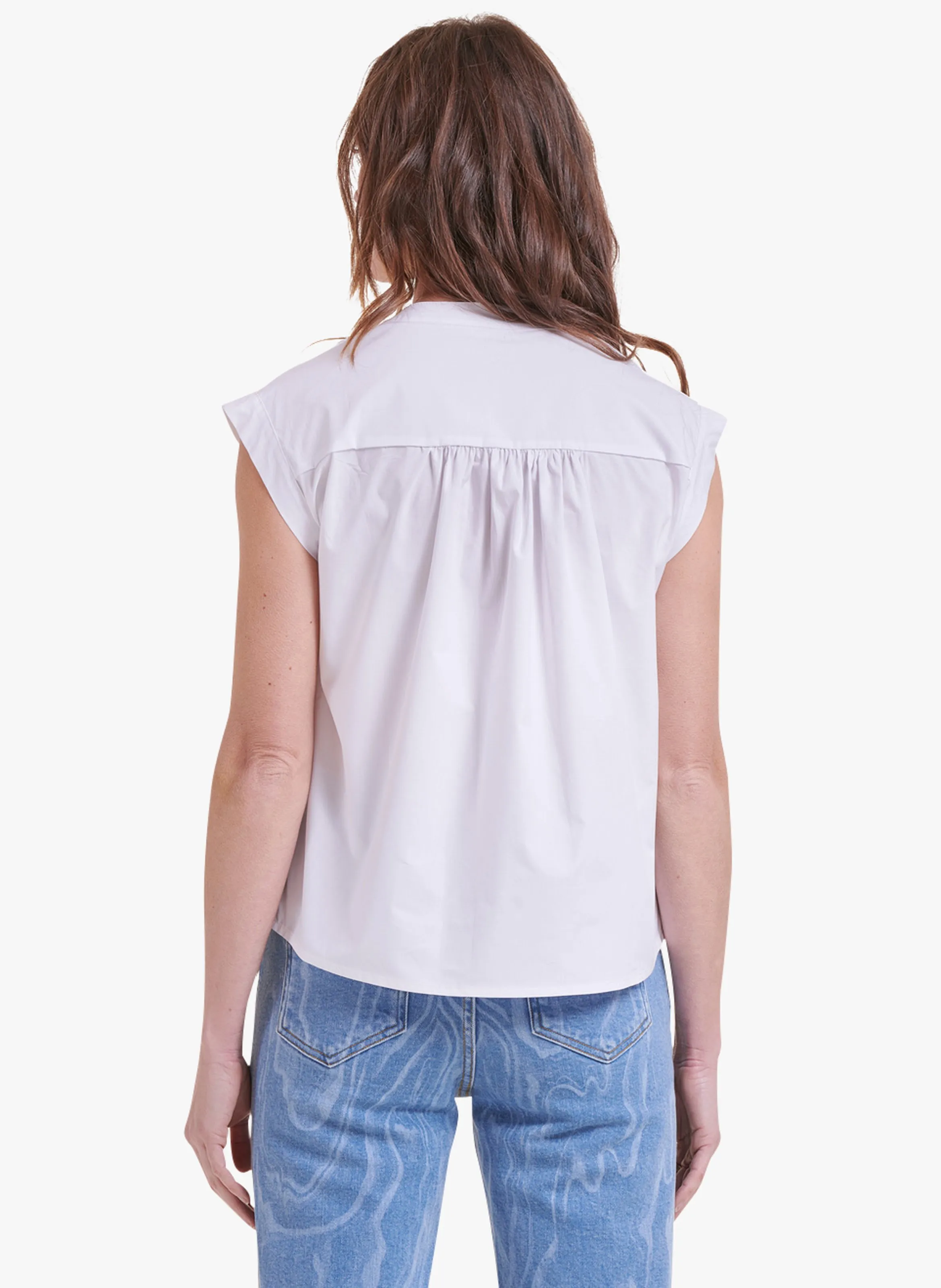 LA FEE MARABOUTEE Camisa recta de algodón en blanco