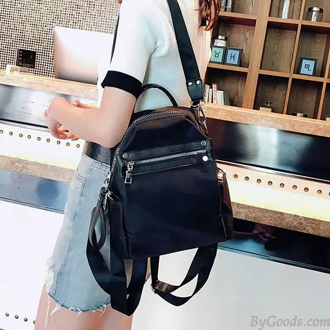 LEISURE COLLEGE MULTIFUNCTION SHOULDER BAG RED BLACK NYLON STUDENT BACKPACK