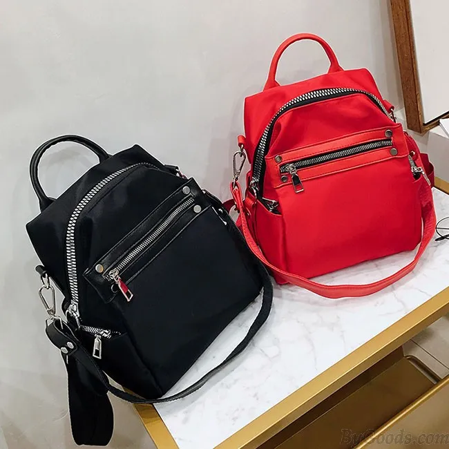 LEISURE COLLEGE MULTIFUNCTION SHOULDER BAG RED BLACK NYLON STUDENT BACKPACK