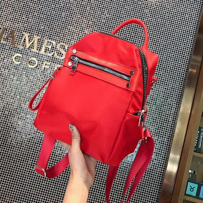 LEISURE COLLEGE MULTIFUNCTION SHOULDER BAG RED BLACK NYLON STUDENT BACKPACK