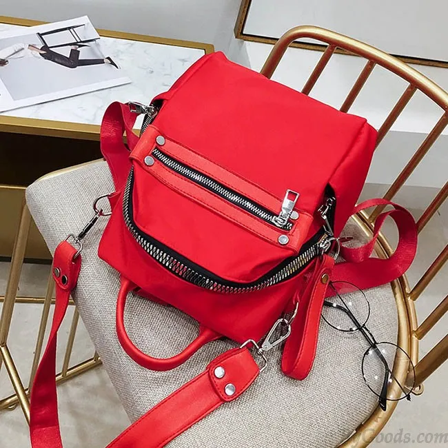 LEISURE COLLEGE MULTIFUNCTION SHOULDER BAG RED BLACK NYLON STUDENT BACKPACK
