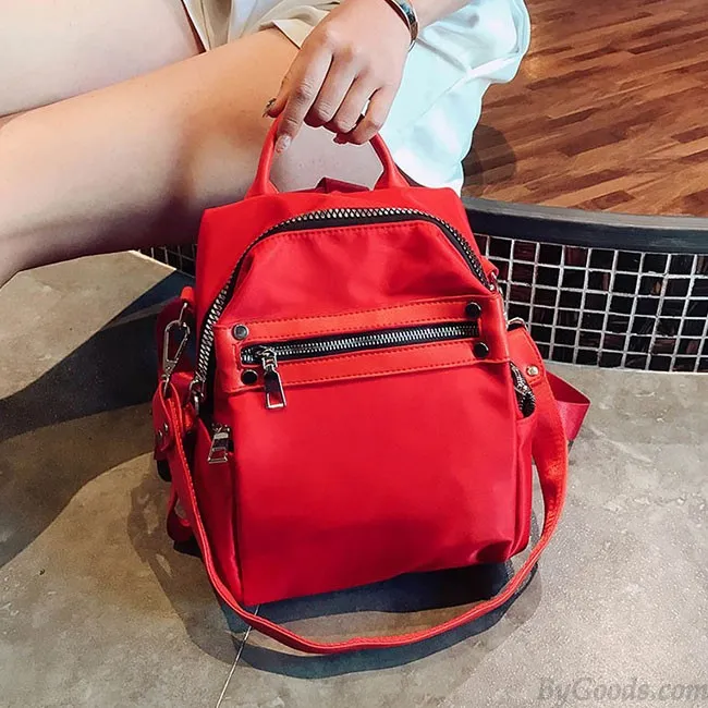 LEISURE COLLEGE MULTIFUNCTION SHOULDER BAG RED BLACK NYLON STUDENT BACKPACK